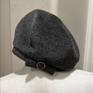 San Diego Hat Company Chic Gray Wool Beret with Rhinestone Accent
